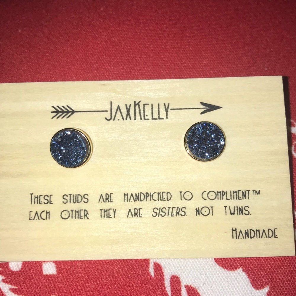 Jax Kelley Peacock Blue Druzy Cluster Earrings NWT